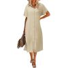 imageZeagoo Women Dresses Summer Casual Short Sleeve Button Down Shirt Dresses 2025 Beach Cover Up with PocketsBapricot