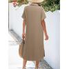 imageZeagoo Women Dresses Summer Casual Short Sleeve Button Down Shirt Dresses 2025 Beach Cover Up with PocketsBeige