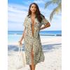 imageZeagoo Women Dresses Summer Casual Short Sleeve Button Down Shirt Dresses 2025 Beach Cover Up with PocketsFloral Print Apricot