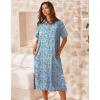 imageZeagoo Women Dresses Summer Casual Short Sleeve Button Down Shirt Dresses 2025 Beach Cover Up with PocketsFloral Print Blue