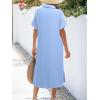 imageZeagoo Women Dresses Summer Casual Short Sleeve Button Down Shirt Dresses 2025 Beach Cover Up with PocketsLight Blue