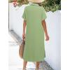 imageZeagoo Women Dresses Summer Casual Short Sleeve Button Down Shirt Dresses 2025 Beach Cover Up with PocketsLight Green