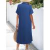 imageZeagoo Women Dresses Summer Casual Short Sleeve Button Down Shirt Dresses 2025 Beach Cover Up with PocketsRoyal Blue