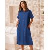 imageZeagoo Women Dresses Summer Casual Short Sleeve Button Down Shirt Dresses 2025 Beach Cover Up with PocketsRoyal Blue
