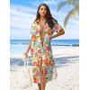 imageZeagoo Women Dresses Summer Casual Short Sleeve Button Down Shirt Dresses 2025 Beach Cover Up with PocketsWatercolor Flower Print