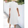 imageZeagoo Women Dresses Summer Casual Short Sleeve Button Down Shirt Dresses 2025 Beach Cover Up with PocketsWhite