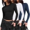 imageZeagoo Women Long Sleeve T Shirts Crewneck Slim Fit Tops Going Out Fall Fashion Basic Tee