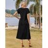 imageZeagoo Women Summer Floral Dress Short Sleeve Beach Dress with Pockets Casual VNeck Split Long TShirt Dress Travel VacationBlack
