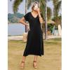 imageZeagoo Women Summer Floral Dress Short Sleeve Beach Dress with Pockets Casual VNeck Split Long TShirt Dress Travel VacationBlack