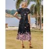 imageZeagoo Women Summer Floral Dress Short Sleeve Beach Dress with Pockets Casual VNeck Split Long TShirt Dress Travel VacationBlack Pink Floral