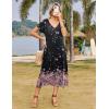 imageZeagoo Women Summer Floral Dress Short Sleeve Beach Dress with Pockets Casual VNeck Split Long TShirt Dress Travel VacationBlack Pink Floral