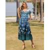 imageZeagoo Women Summer Floral Dress Short Sleeve Beach Dress with Pockets Casual VNeck Split Long TShirt Dress Travel VacationBlue Ethnic Pattern