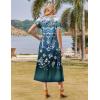 imageZeagoo Women Summer Floral Dress Short Sleeve Beach Dress with Pockets Casual VNeck Split Long TShirt Dress Travel VacationBlue Ethnic Pattern
