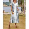 imageZeagoo Women Summer Floral Dress Short Sleeve Beach Dress with Pockets Casual VNeck Split Long TShirt Dress Travel VacationBlue White Tie Dye