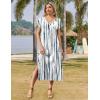 imageZeagoo Women Summer Floral Dress Short Sleeve Beach Dress with Pockets Casual VNeck Split Long TShirt Dress Travel VacationBlue White Tie Dye