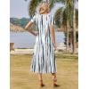 imageZeagoo Women Summer Floral Dress Short Sleeve Beach Dress with Pockets Casual VNeck Split Long TShirt Dress Travel VacationBlue White Tie Dye
