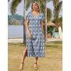 imageZeagoo Women Summer Floral Dress Short Sleeve Beach Dress with Pockets Casual VNeck Split Long TShirt Dress Travel VacationEthnic Pattern