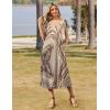 imageZeagoo Women Summer Floral Dress Short Sleeve Beach Dress with Pockets Casual VNeck Split Long TShirt Dress Travel VacationGold Print