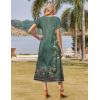 imageZeagoo Women Summer Floral Dress Short Sleeve Beach Dress with Pockets Casual VNeck Split Long TShirt Dress Travel VacationGreen Printed