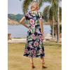 imageZeagoo Women Summer Floral Dress Short Sleeve Beach Dress with Pockets Casual VNeck Split Long TShirt Dress Travel VacationNavy Leaf