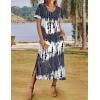 imageZeagoo Women Summer Floral Dress Short Sleeve Beach Dress with Pockets Casual VNeck Split Long TShirt Dress Travel VacationStripe Tie Dye 2