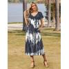 imageZeagoo Women Summer Floral Dress Short Sleeve Beach Dress with Pockets Casual VNeck Split Long TShirt Dress Travel VacationStripe Tie Dye 2