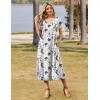 imageZeagoo Women Summer Floral Dress Short Sleeve Beach Dress with Pockets Casual VNeck Split Long TShirt Dress Travel VacationWhite Floral