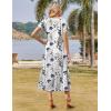imageZeagoo Women Summer Floral Dress Short Sleeve Beach Dress with Pockets Casual VNeck Split Long TShirt Dress Travel VacationWhite Floral