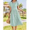 imageZeagoo Women Summer Short Sleeve Midi Dress with Pockets Casual Aline Flowy Tshirt Dress Floral Vocation Beach Sundress02green Round Dot