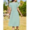 imageZeagoo Women Summer Short Sleeve Midi Dress with Pockets Casual Aline Flowy Tshirt Dress Floral Vocation Beach Sundress02green Round Dot