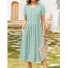 imageZeagoo Women Summer Short Sleeve Midi Dress with Pockets Casual Aline Flowy Tshirt Dress Floral Vocation Beach Sundress02green Round Dot