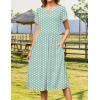 imageZeagoo Women Summer Short Sleeve Midi Dress with Pockets Casual Aline Flowy Tshirt Dress Floral Vocation Beach Sundress02green Round Dot