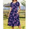 imageZeagoo Women Summer Short Sleeve Midi Dress with Pockets Casual Aline Flowy Tshirt Dress Floral Vocation Beach SundressBlack Purpleprinted