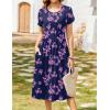 imageZeagoo Women Summer Short Sleeve Midi Dress with Pockets Casual Aline Flowy Tshirt Dress Floral Vocation Beach SundressBlack Purpleprinted