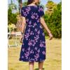 imageZeagoo Women Summer Short Sleeve Midi Dress with Pockets Casual Aline Flowy Tshirt Dress Floral Vocation Beach SundressBlack Purpleprinted