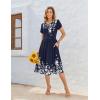 imageZeagoo Women Summer Short Sleeve Midi Dress with Pockets Casual Aline Flowy Tshirt Dress Floral Vocation Beach SundressNavy Blue Floral