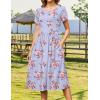 imageZeagoo Women Summer Short Sleeve Midi Dress with Pockets Casual Aline Flowy Tshirt Dress Floral Vocation Beach SundressPurple Floral