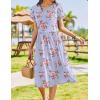 imageZeagoo Women Summer Short Sleeve Midi Dress with Pockets Casual Aline Flowy Tshirt Dress Floral Vocation Beach SundressPurple Floral