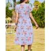 imageZeagoo Women Summer Short Sleeve Midi Dress with Pockets Casual Aline Flowy Tshirt Dress Floral Vocation Beach SundressPurple Floral