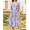 imageZeagoo Women Summer Short Sleeve Midi Dress with Pockets Casual Aline Flowy Tshirt Dress Floral Vocation Beach SundressPurple Floral
