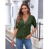 imageZeagoo Womens 2025 Summer Short Sleeve Cardigan V Neck Button Down Ribbed Knit Casual Cropped Sweater TopsArmy Green