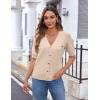 imageZeagoo Womens 2025 Summer Short Sleeve Cardigan V Neck Button Down Ribbed Knit Casual Cropped Sweater TopsBeige