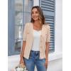imageZeagoo Womens 2025 Summer Short Sleeve Cardigan V Neck Button Down Ribbed Knit Casual Cropped Sweater TopsBeige