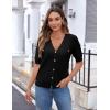 imageZeagoo Womens 2025 Summer Short Sleeve Cardigan V Neck Button Down Ribbed Knit Casual Cropped Sweater TopsBlack
