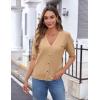 imageZeagoo Womens 2025 Summer Short Sleeve Cardigan V Neck Button Down Ribbed Knit Casual Cropped Sweater TopsBrown