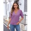 imageZeagoo Womens 2025 Summer Short Sleeve Cardigan V Neck Button Down Ribbed Knit Casual Cropped Sweater TopsPurple