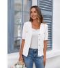 imageZeagoo Womens 2025 Summer Short Sleeve Cardigan V Neck Button Down Ribbed Knit Casual Cropped Sweater TopsWhite
