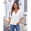imageZeagoo Womens 2025 Summer Short Sleeve Cardigan V Neck Button Down Ribbed Knit Casual Cropped Sweater TopsWhite