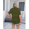 imageZeagoo Womens 2025 Summer Short Sleeve Crochet Cardigan V Neck Cropped Lightweight Button up Bolero Shrug SweaterArmy Green