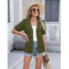 imageZeagoo Womens 2025 Summer Short Sleeve Crochet Cardigan V Neck Cropped Lightweight Button up Bolero Shrug SweaterArmy Green